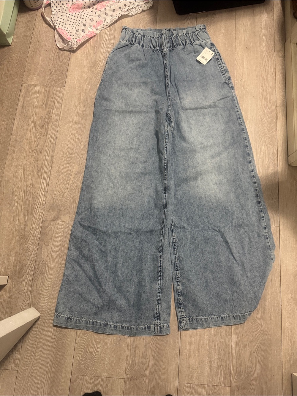 We The Free Light Blue High-Rise Wide Leg Denim Jeans